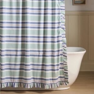 Striped Blue and Green Shower Curtain - Home Bath